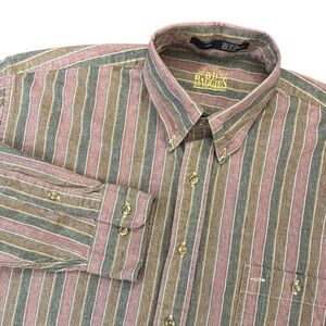 VTG 90’s B-D Baggies Cotton Striped Shirt Button Down Relaxed Fit Purple Large